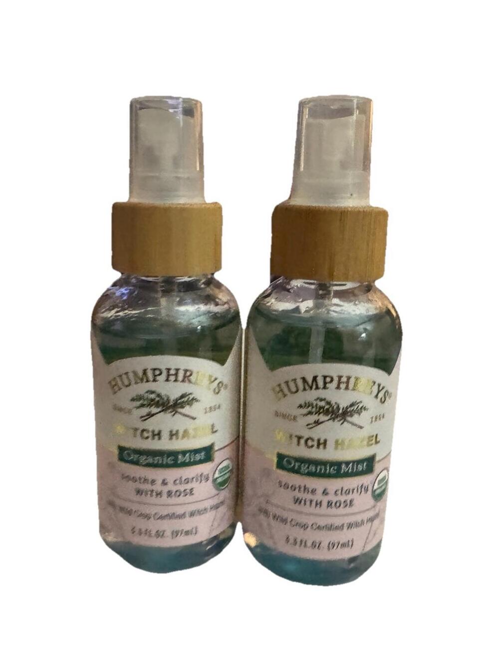 Two (2) Witch Hazel, Organic Mist with Rose 3.3 fl oz Mild Crop Certified